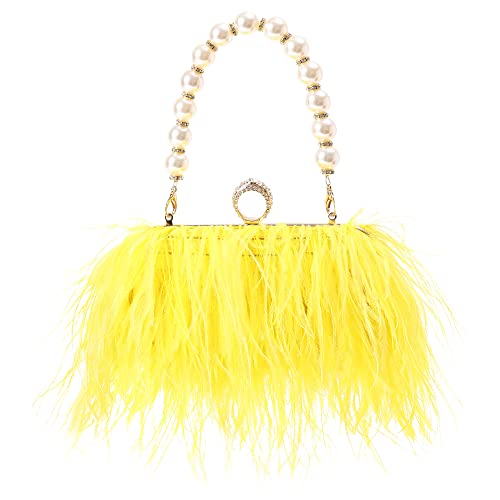 Menurra Women Ostrich Feather Purse Evening Bags Clutch...