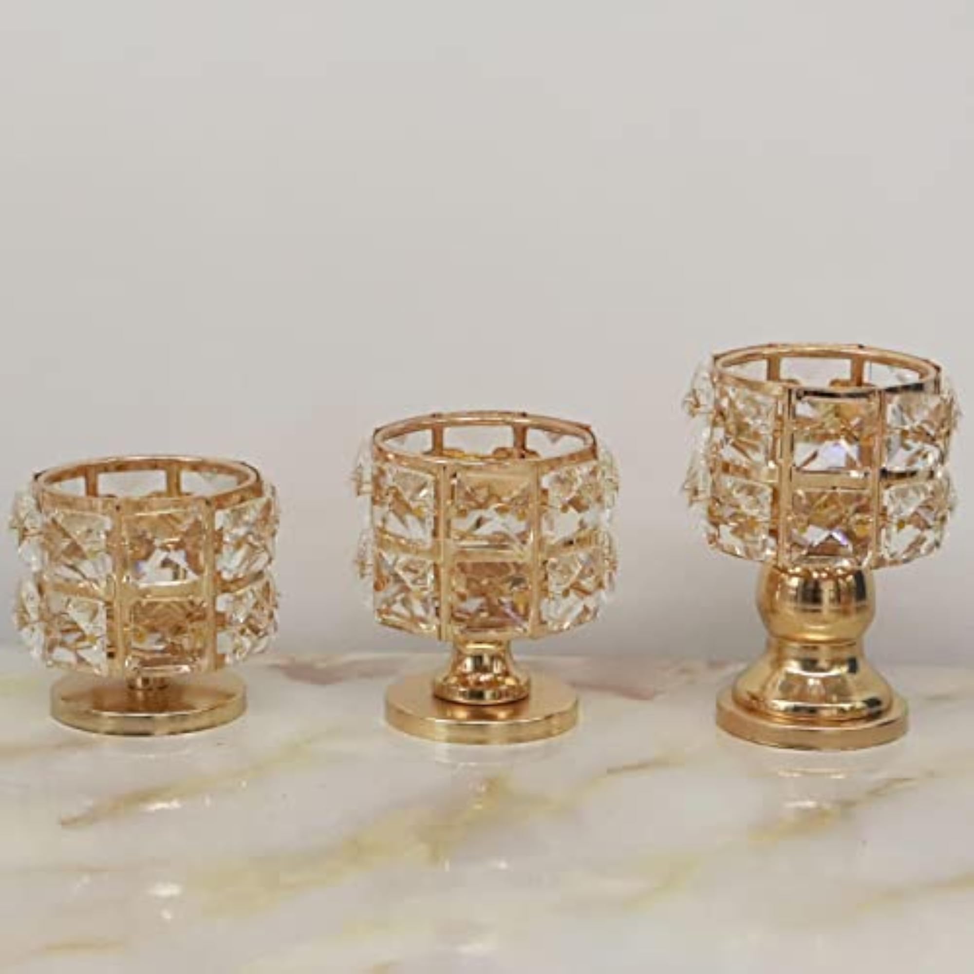 Crystal Tea Light Candle Holder Wedding Table Centerpiece, 8x7.5CM