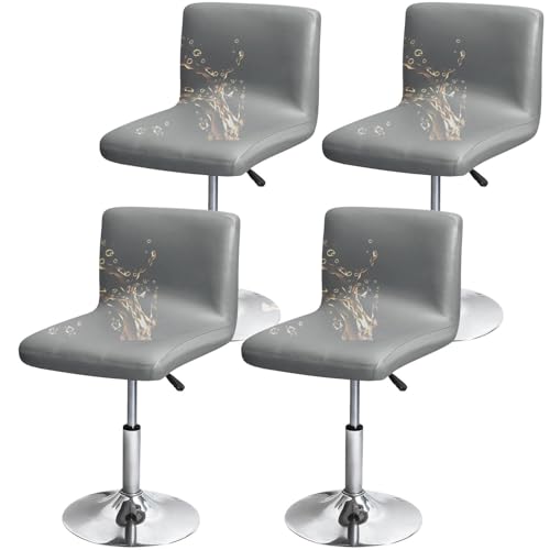 Fundas impermeables para taburetes de bar, 4 unidades, cojines de cuero sintético gris oscuro, respaldo bajo, a prueba de aceite, lavables, duraderos, protectores de asiento cortos para cocina y