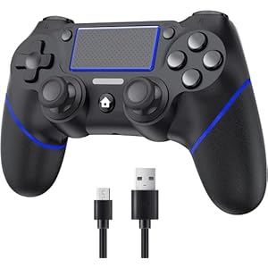 Catmart Wireless Controller for PS4, P4 Wireless Game Controller with Dual Vibration/6-Axis Gyro Sensor/Audio Function, Controller Joystick Gamepad for PS4/Slim/Pro Console (Blue)