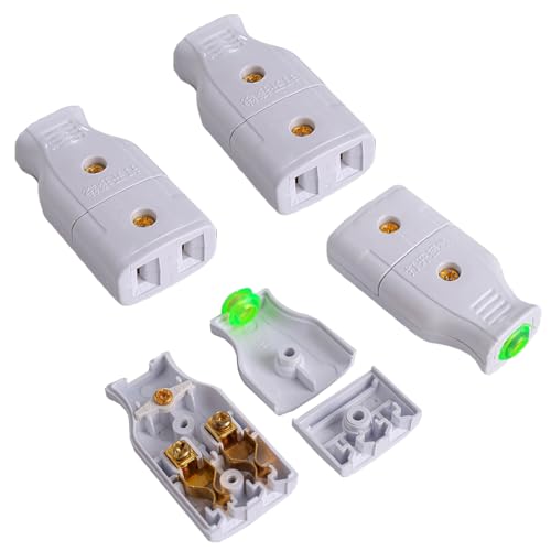 ThtRht 4 Pack Straight Blade Plug Screw Mount Non-Polarized 2 Pole 2 Wire 10Amp Non-Grounding Cord Outlet Extension AC Female Socket Replacement Electrical Connector End 2P 2W Type