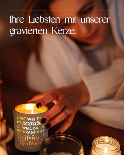 CadeauJoie Geburtstagsgeschenk für Frauen, Geschenke für Frauen, Lavendel Flammenduftkerze Geburtstag Geschenk für Freundin Mama Frau Oma Schwester Tochter, Beste Freundin Geburtstag Geschenk
