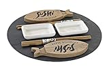 Vajilla japonesa para Sushi. Kit Sushi 9 piezas con plato de pizarra Giratorio Negro. 33x33x5