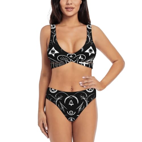 Maillot de bain 2 pièces ventre plat Supernatural Symbols pour femmes