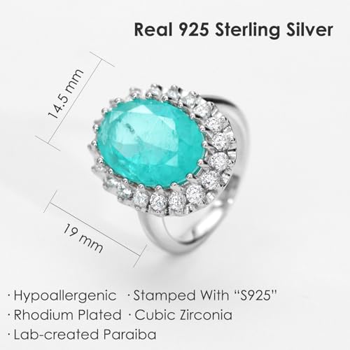 Michooyel S925 6ct Paraiba Oval Cut Promise Ring for Women Sterling Silver Cubic Zirconia Engagement Wedding Ring Bands for Women3
