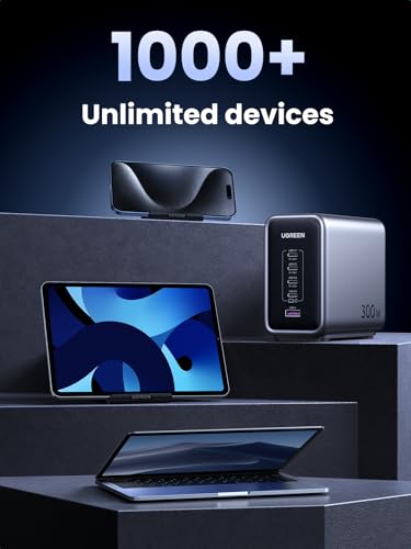 Image of UGREEN Nexode 300W USB C Charger Block, 5-Port Charging Station GaN Desktop Charger Compatible with MacBook Pro /Air, Dell XPS, iPhone 16 /15 /, Galaxy S25 /S24, iPad Air /Pro, Pixel 9, Steam Deck