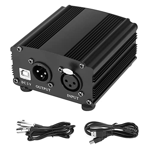 BOJIA 48V Phantom Power Supply Powered by USB Plug in con Cable USB/Cable XLR de 3.5 mm a Cable XLR de 6 pies para Cualquier Equipo de grabación de música de...