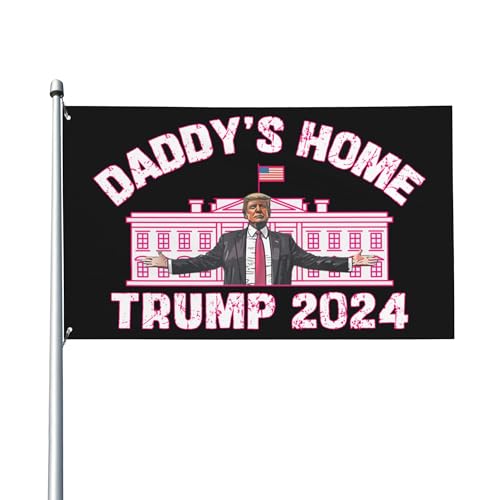 SEIWYVNT Trump 2024 Daddys Home Flag 3x5 Funny Girls For Trump Pink Flag 3x5 Ft For Porch Outdoor Indoor Backyard Lawn Hanging Decor Yard Flag Banner Sign, AS PIC