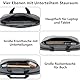 Voova große Laptoptasche für 14 15 15,6 16 Zoll Laptop, 30% mehr Kapazität, Innenfächer, verdickt wasserdicht Notebook Tasche, kann auf dem Koffer, kompatibel mit Macbook Dell HP, Grau