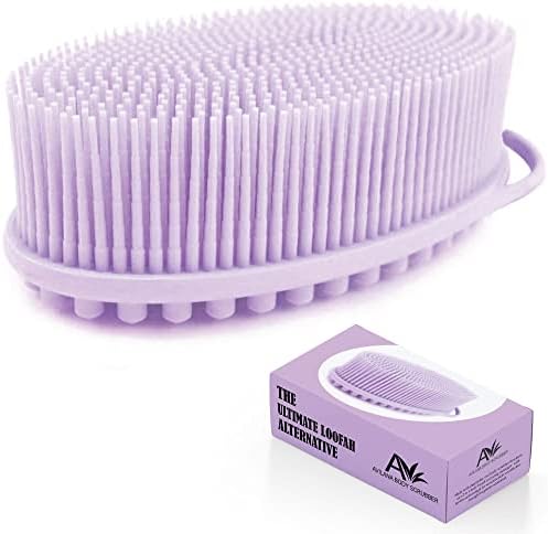 Avilana Exfoliating Silicone Body Scrubber Easy to Clean, Lathers Well, Long Lasting, and More Hygienic Than Traditional Loofah (Style 1 Lavender)