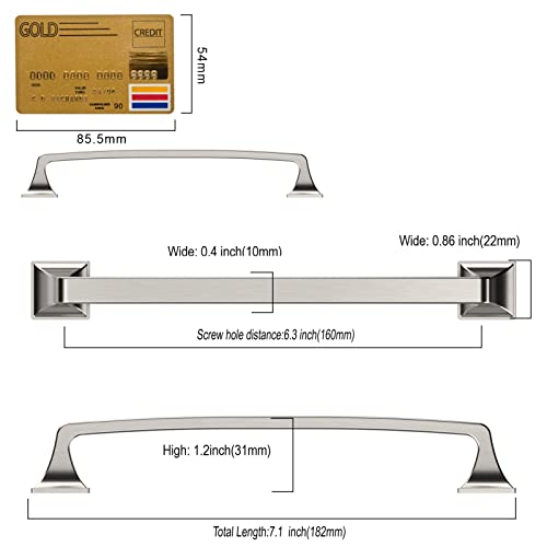 Amerdeco 10 Pack Brushed Satin Nickel Cabinet Pulls 6-1/4 Inch(160Mm) Hole Center Cabinet Hardware Kitchen Cabinet Handles For Bathroom Drawer Pulls Dresser Pulls Zh0002 #TOP4