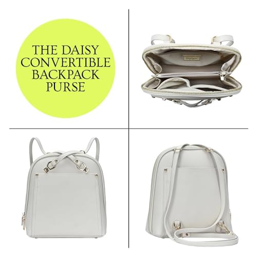 MMS Brands Miztique Daisy Convertible Backpack Purse for Women | Vegan Leather Shoulder Strap Bag or Convertible Backpack | (Bone) by MMS Brands - Used condition - Image 2