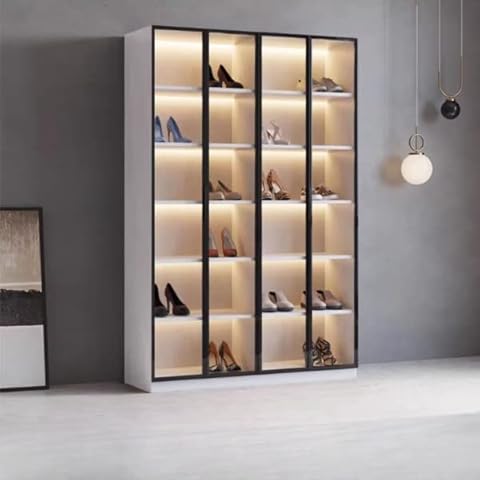 Lincheer Large Capacity Shoe Cabinet Storage Cabinet, Entrance Vertical Foyer High Cabinet Shoe Rack, Storage Cabinet With Door And Shelves For Hallway (white 120 * 40CM) Cover