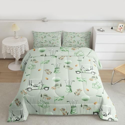 Image of Feelyou Green Golf Comforter Set Queen Size 3 Pcs Kids Boys Girls