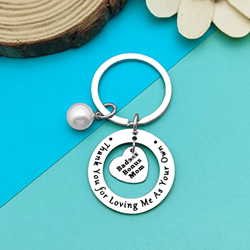 Stepmom Keychain Gift Bonus Mom Jewelry Gifts for Mothers Day Adoption Gifts Appreciation Gift for Step Mother Bonus Mom Mother in Law Wedding Gifts Christmas Birthday Gifts from Step Daughter Son