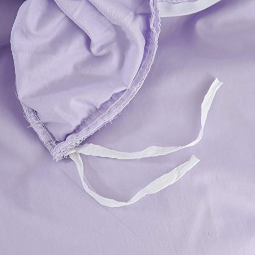 Softta Girls Bedding Purple Duvet Cover Full 3 Pcs Ruffle Pompoms Bohemian Bedding Boho Baby Teen Girls Bed Cover 100% Cotton White Pom-Fringe #TOP6