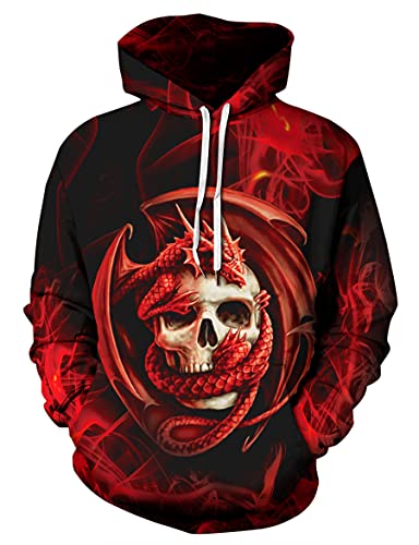 WBYFDC Halloween 3D Crâne Fumée Sweats à Capuche Impression Numérique Couple Sport Sweat Automne/Hiver Lâche Baseball Uniforme Vêtements Décontractés Cover