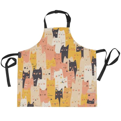 Tablier cuisine chat jaune heureux oeuvre artistique pour égayer vos recettes
