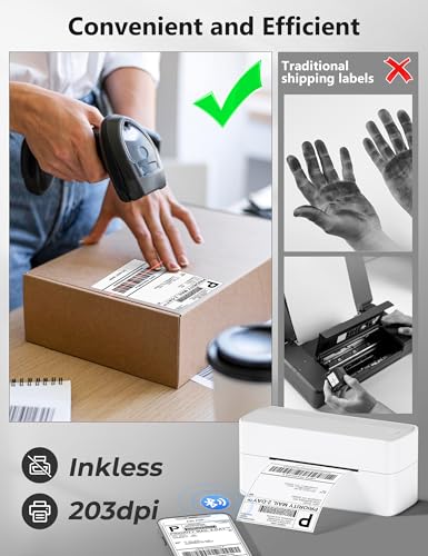 Image of Phomemo 241BT Bluetooth Shipping Label Printer & 250 Pcs 4x6 Thermal Shipping Label, 4X6 Wireless Thermal Label Printers for Small Business, Label Printer for Shipping Package, Compatible with iPhone