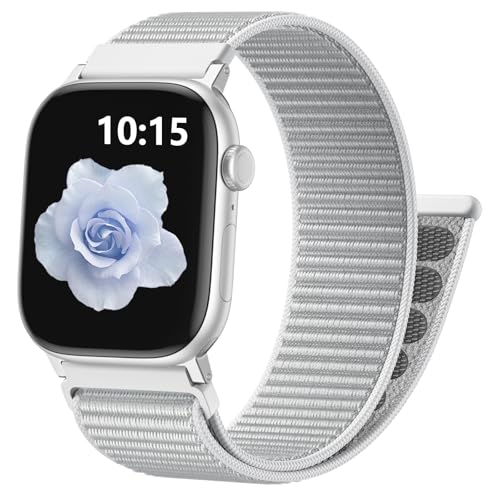 CeMiKa Nylon Loop Strap Compatible with Apple Watch Strap 40mm 42mm 41mm 38mm Men Women - Nylon Sport Soft Breathable Band for iWatch SE Series 11 10 9 8 7 6 5 4 3 SE3, Grey