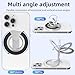 RESPECTED BRO Magnetic-Phone-Ring-Holder with Dual Rings, Compatible with iPhone 17/16/15/14/13/12, Multifunctional Stand for Desk,Office,Gym,Kitchen & All Metal Surfaces, Finger Loop Grip (Silver)