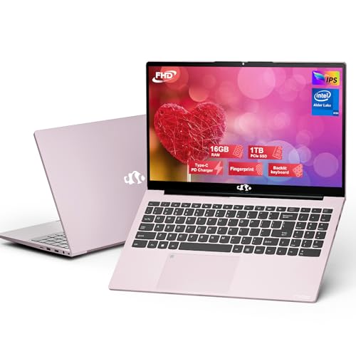 15.6 FHD IPS Laptop Computer Student, 16GB RAM 1TB SSD, 4-Cores Pentium N100 (Up to 3.4GHz), Backlit Keyboard, Fingerprint, 2 Years Warranty, Win 11