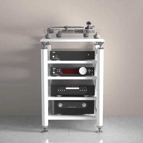 Image of Stand with ShockAng Feet 100cm Ste Cabinet o Rack & DVD Sto Tower Record Player Console White APerfect for Home Theater & Entertainment