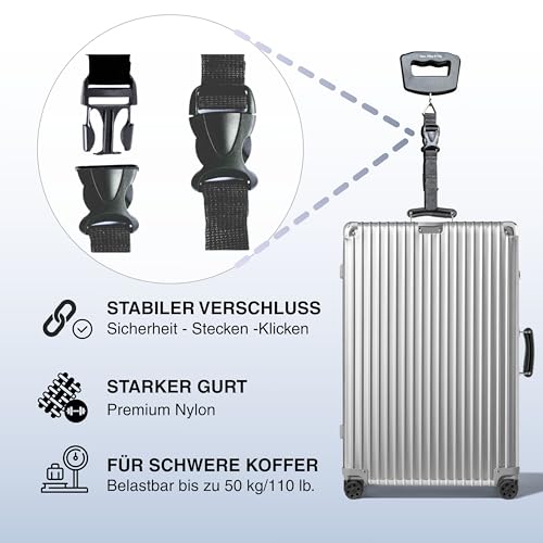 Villageboom Digitale Kofferwaage 50 kg, Gepäckwaage mit Haken & Gurt, beleuchtetes LCD, 10g präzise, Tara und Auto-Hold… – Ansicht 7