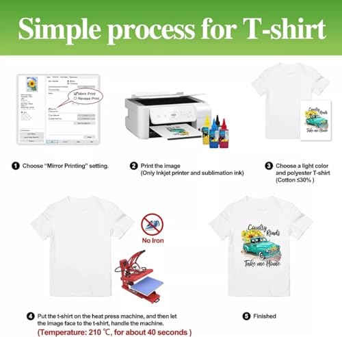 Mecolour Papel Transfer Sublimático 100g A4 100 folhas Papel De Transferência Térmica Para Qualquer