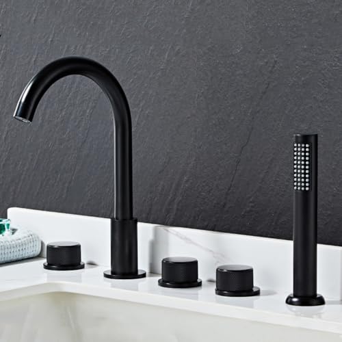 Pommeau de douche et mitigeur de baignoire noir pour salle de bain