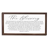 Christian Wall Art, Religious Decor Sign, Home Decors for Living Room Bedroom Dining Room, Farmhouse Wood Framed Sign 15×7.5×0.3 inches, Christian Song Lyrics Wall Decor, The Blessing Wood Signs