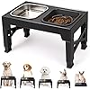 Niubya Elevated Dog Bowls, with Slow Feeder Bowl and Stainless Steel Dog Food Bowl, Raised Dog Bowls Adjusts to 5 Heights (3.15″, 8.66″, 9.84″,11.02″, 12.2″) for Small Medium and Large Dogs