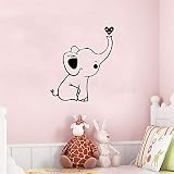 XYVRS 42 cm x 49 cm Hübscher süßer Elefant Kleines Herz Vinyl Wandaufkleber Tapete für Kinderzimmer DIY Wohnkultur Wanddekoration Wandbilder Wader