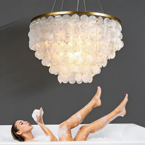 Modern Capiz Shell Chandelier with 5 Lights