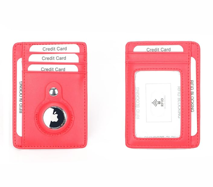 Slim RFID Blocking Card Holder Wallet with Built-in AirTag Case Clip – Front Pocket Leather Wallet for Unisex3
