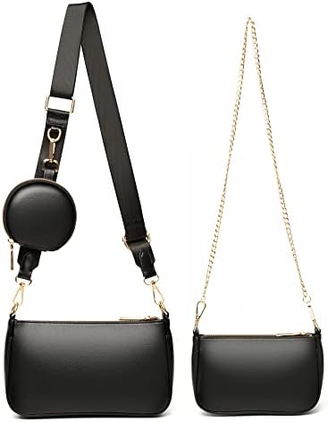 Choogee Quilted Small Crossbody Bag for Women With Coin Purse Pouch Multi Thick Strap Side Shoulder Handbag 3 in 1 Bags