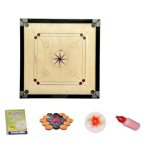 Image of WRF Superior Matte Finish Practice Carrom Board for Serious Professional Practice with Coins Striker and Powder Black New (32 Inch WRC-4)