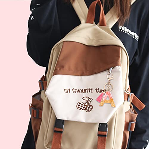 Suweibuke Cute Pink Key Chains For Women Girls, Initial Letter Keychains With Tassel, Charms For Key Purse Handbags Backpacks (Pink-A) #TOP5