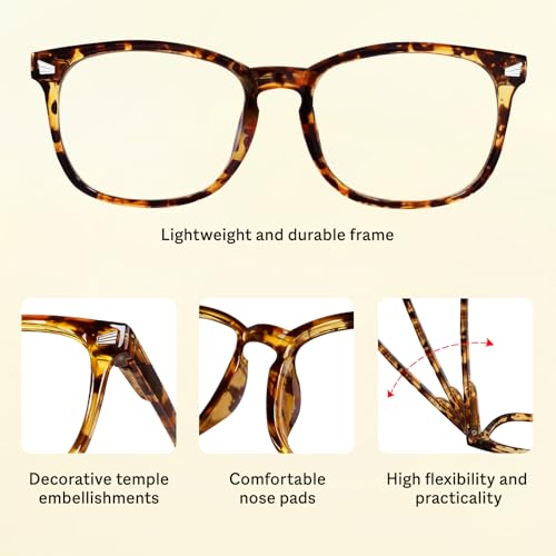 Image of Blue Light Glasses for Woman Men, 99% Blocking Square Frame 2 Pairs | Anti Eyestrain & UV Glare Protection, Computer Blue Light Blocking Glasses for Gaming TV Phone Screen
