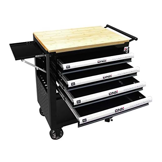 DNA MOTORING 30" W X 37" H X 18" D Large Capacity 4-Drawer Chest Rolling Tool Cart Locking Swivel Cabinet (TOOLS-00003) with Keys, Black