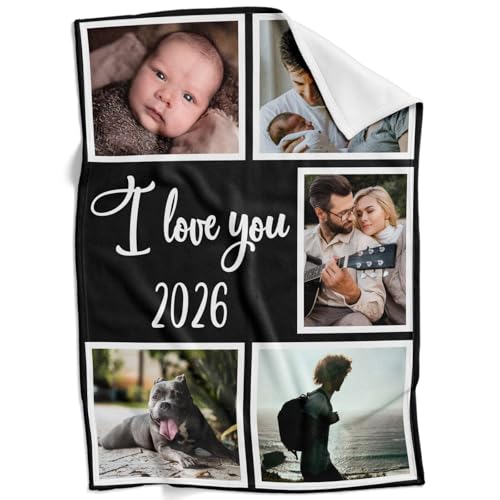 Image of inkArts Custom Blanket with Photo, Personalized Blanket, Customized Photo Blankets, Custom Picture Blankets, Personalized Photo Gifts for Women Men Mom Dad Baby Kid Family Pet