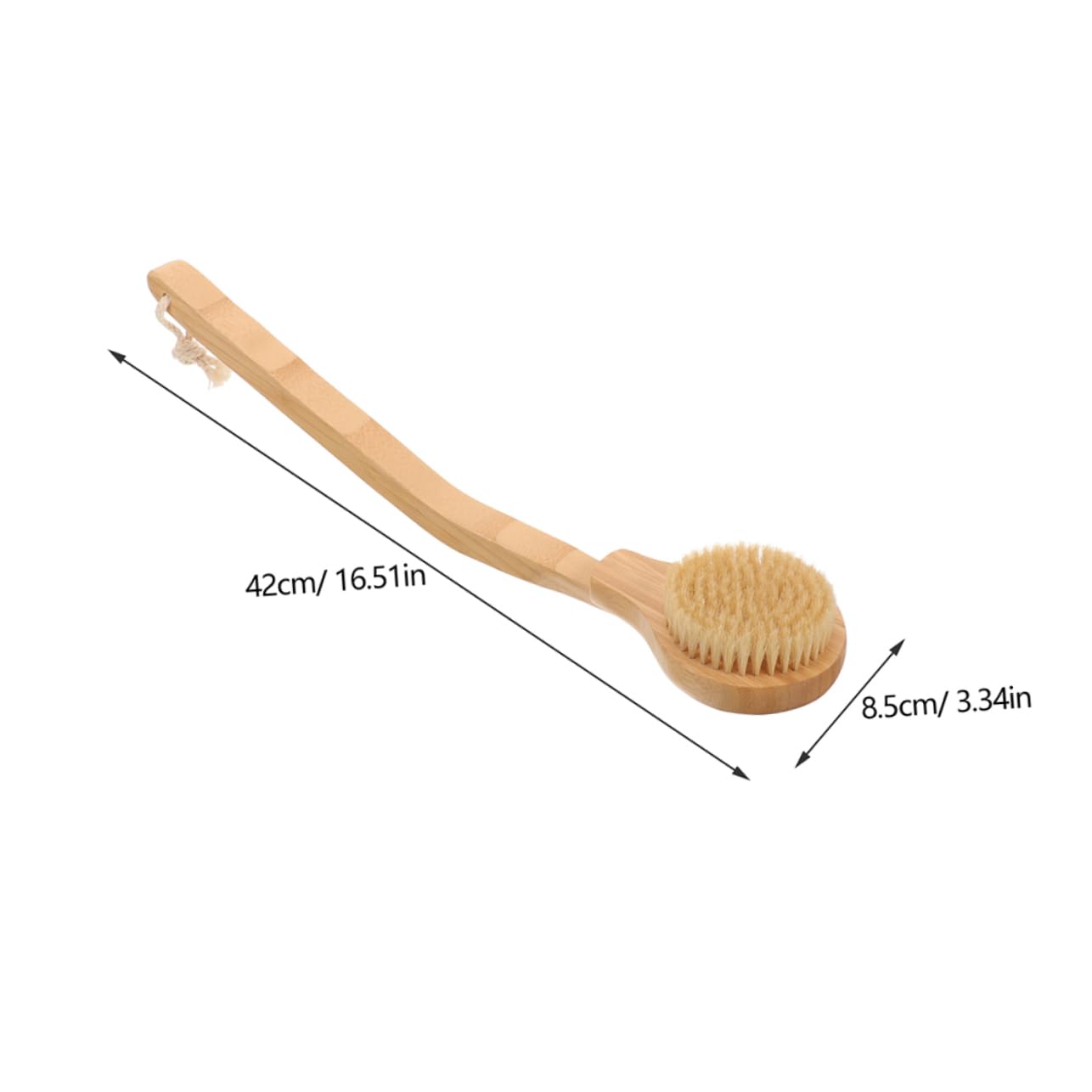 Lange Duschbürsten aus Bambus mit Griff für Körperpflege | Khaki, Borstenstruktur für Nass und Trockenanwendung, 2 Stück, für Rücken und Massage