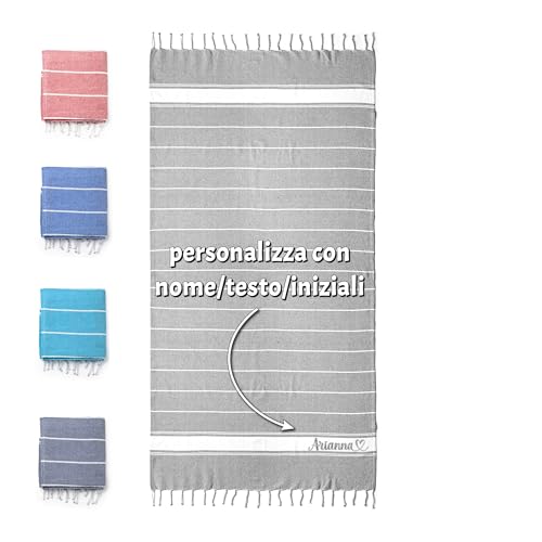 Caribu design Telo Mare Personalizzato con Nome Testo Iniziali in...