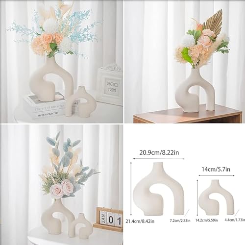 Jarrones Decorativos Modernos - 2 Paquetes Jarrones para Flores con No Flores, Jarron Ceramica para Decoracion Habitacion Centro de Mesa Decorativo Salon y Decoracion Mesa Comedor - imagen 4