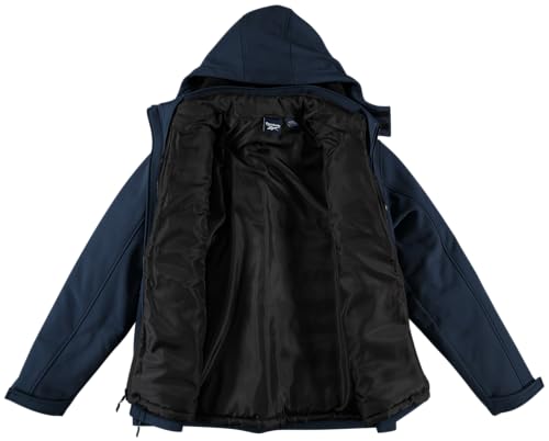 Image of Reebok Mens Winter Coats - 3 in 1 System Hooded Softshell Windbreaker Jacket and Quilted Puffer Insulated Mens Ski Jacket