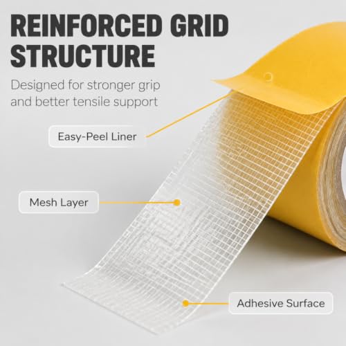 Image of Grid Double Sided Tape Heavy Duty 2Inch x 66 Feet, 2026 Upgraded Strong Adhesive Double Sided Mesh Tape, High Tack Double Sided Tape for Wall, Carpet & Floor Adhesive
