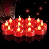 5plots Flameless Candles, 24Pcs Tea Lights Candles Battery Operated, Flameless Tealight Candles, Electric Tea Lights Votive Candles - Red - 1.5