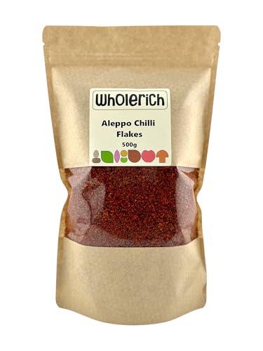 Aleppo Pepper (Pul Biber) 500g | Wholerich Foods | Turkish Crushed Red Pepper Flakes | Hot Chilli for Cooking & Seasoning | Natural & Additive-Free