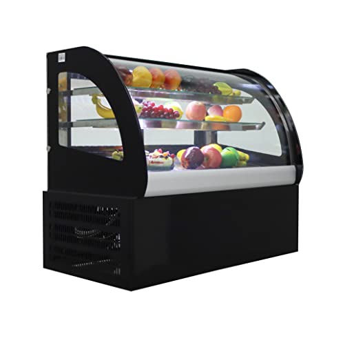 INTSUPERMAI Countertop Refrigerated Cake Showcase 35inch Commercial Bakery Cabinet Glass Refrigerated Cake Pie Showcase Bakery Display Case Arc Back Door 220V