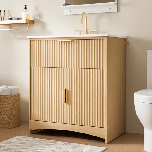 Amada 30″ Bathroom Vanity with Ceramic Sink, Modern Undermount Vanity